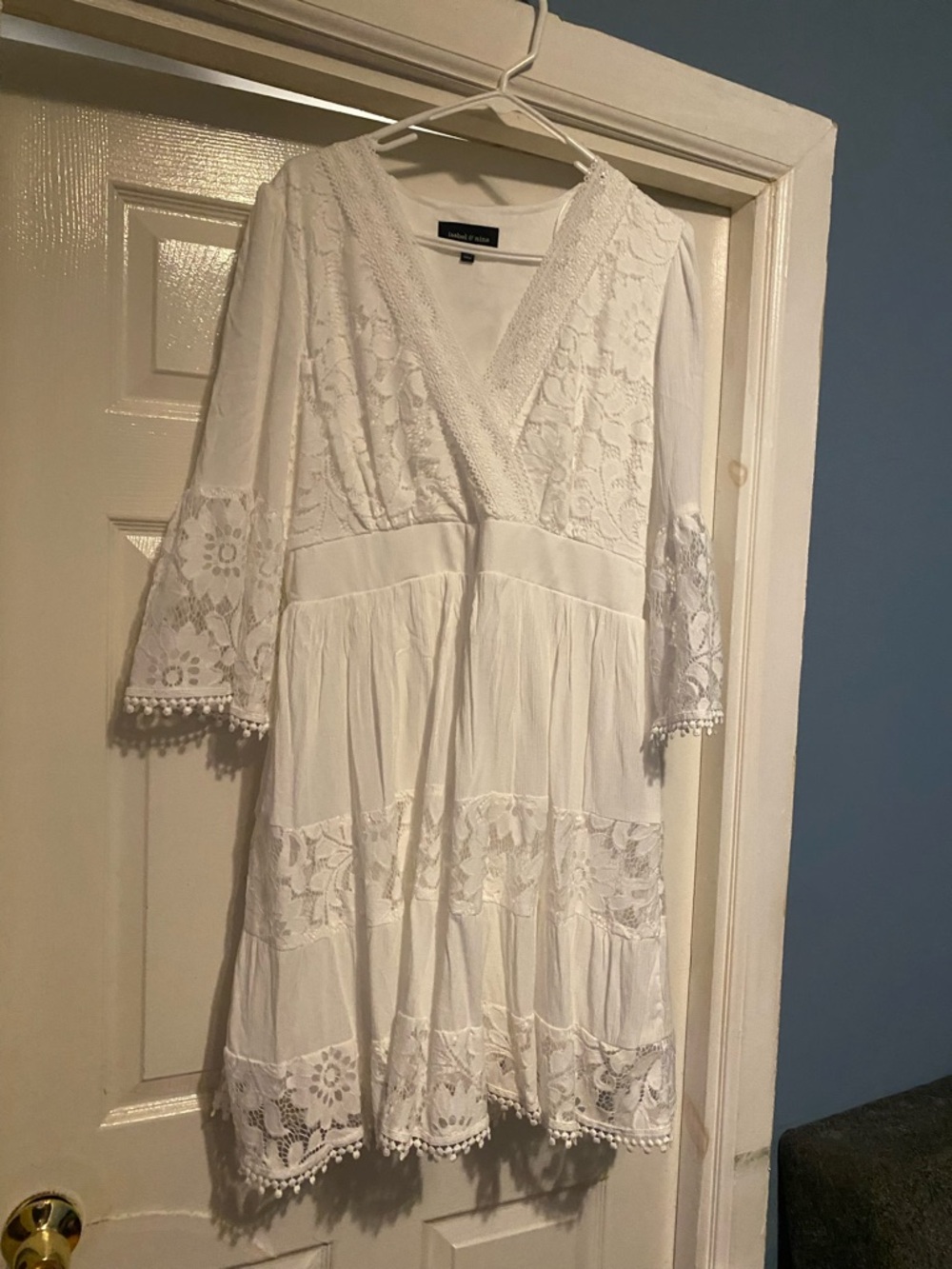 White Lace V-Neck Boho Dress